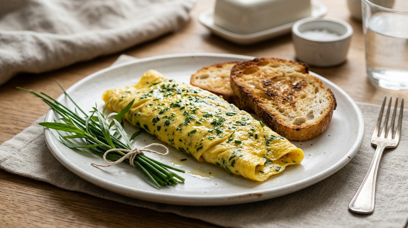 Omelette aux Fines Herbes met Brood