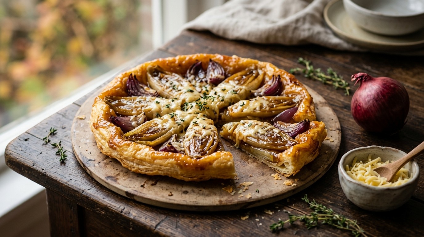 Omgekeerde witloftaart (witlof tarte tartin)