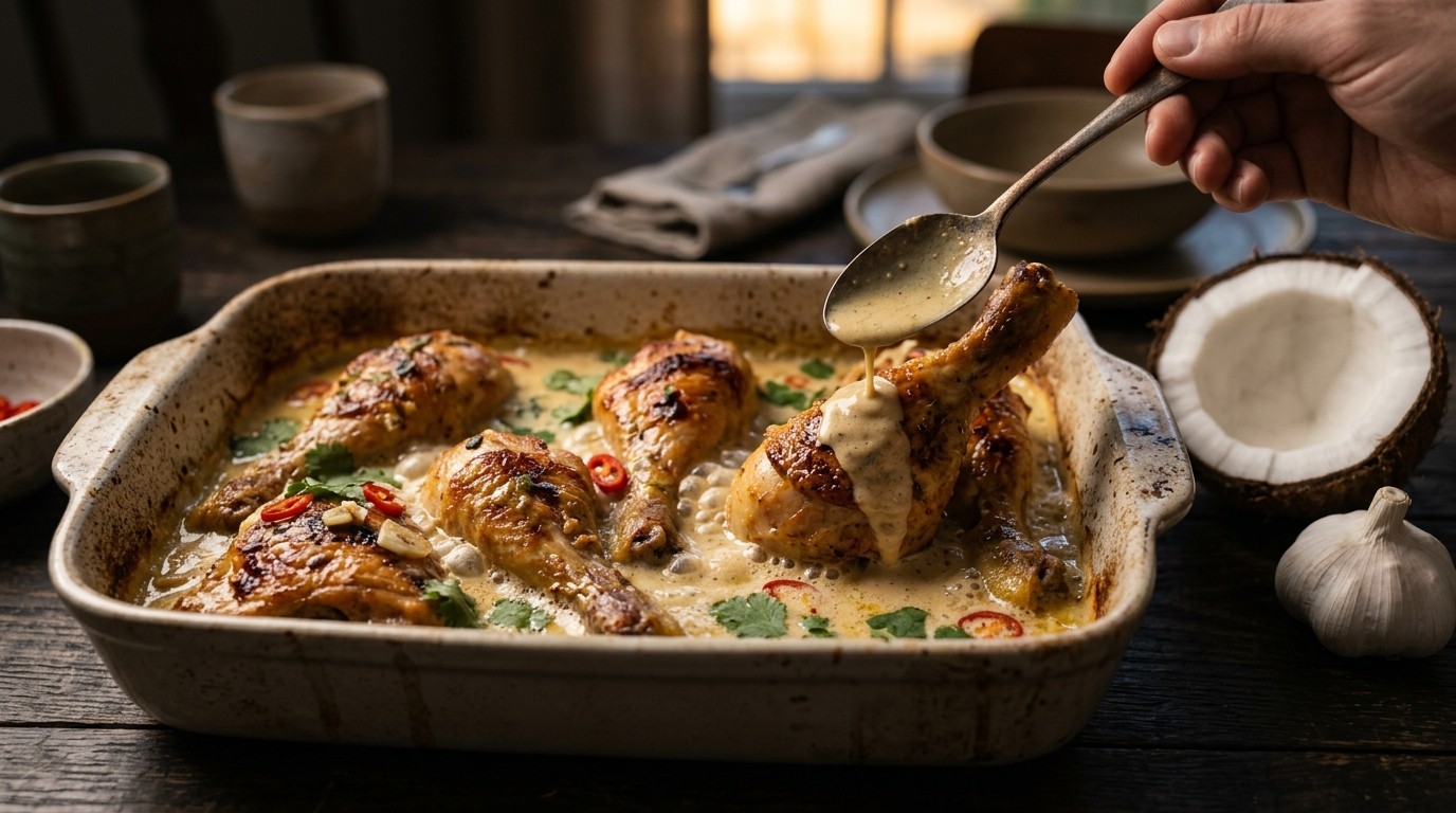Oosterse kip met Kokos uit de Oven