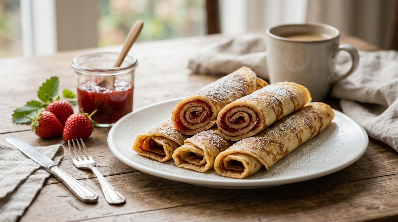 Opgerolde pannenkoekjes