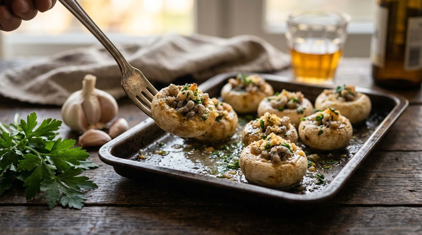 Opgevulde champignons met garnalen