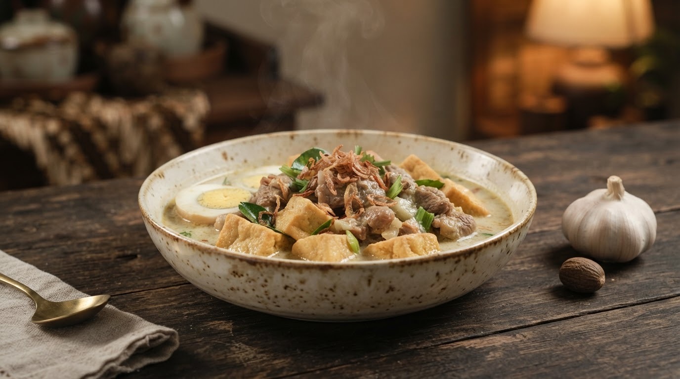 Opor Tahu Telor Daging (tahu-vlees-ei gerecht)