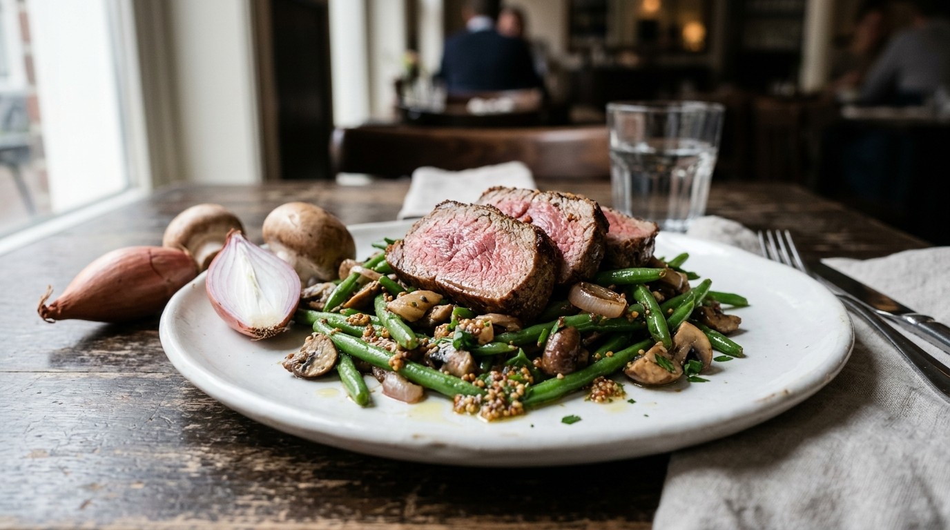 Ossenhaas met Lauwwarme Bonensalade