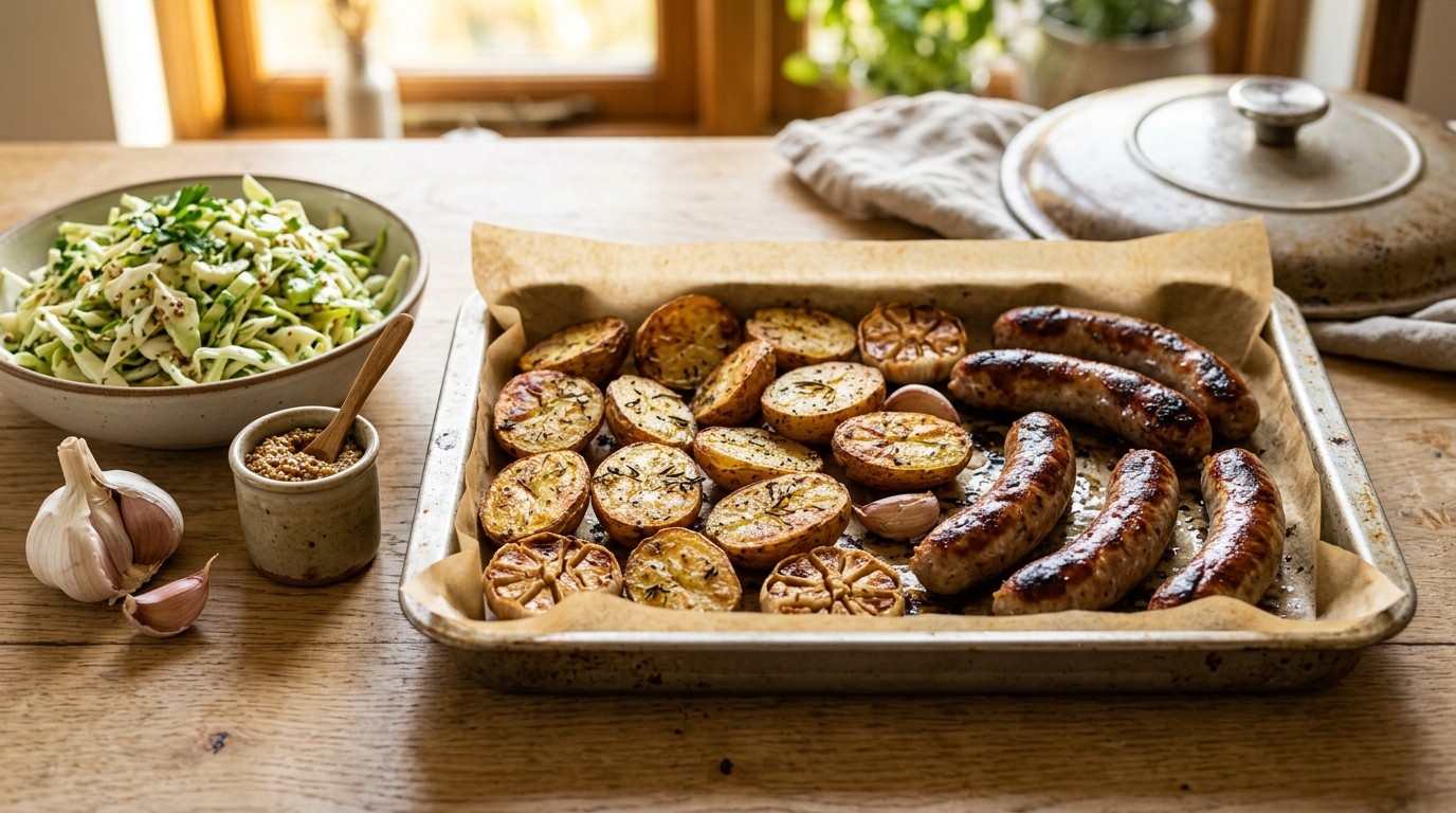 Ovenaardappelen met geroosterde worst
