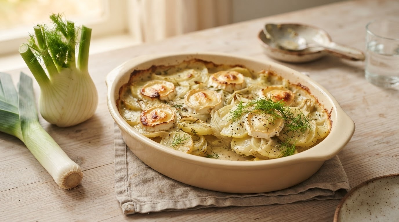 Ovenschotel met venkel en geitenkaas