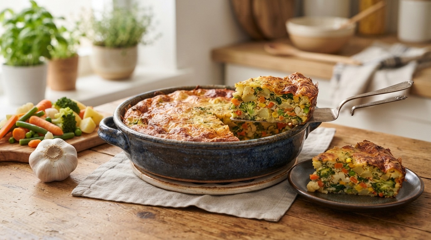 Ovenschotel van groenterestjes