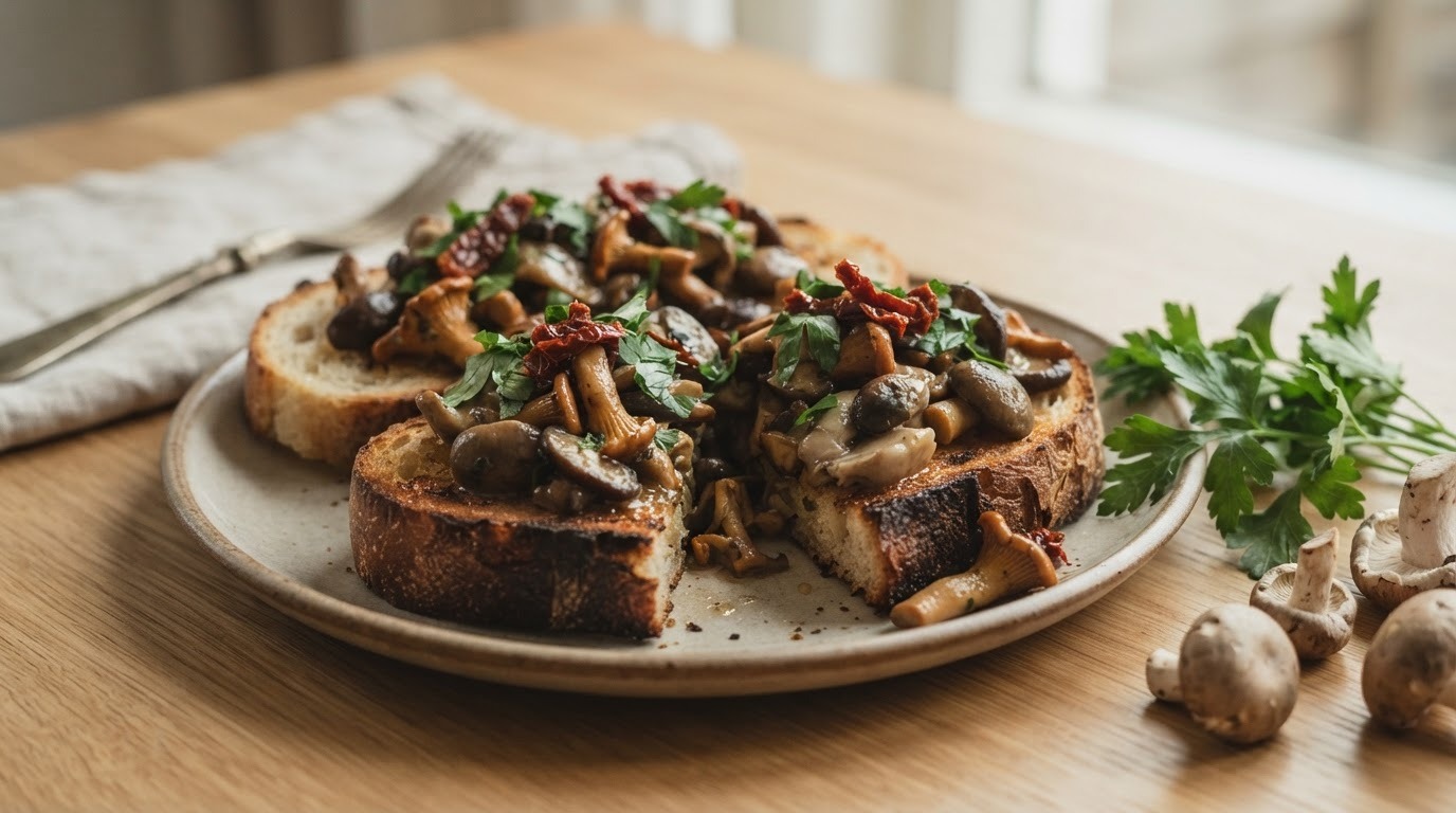 Paddenstoelen op toast