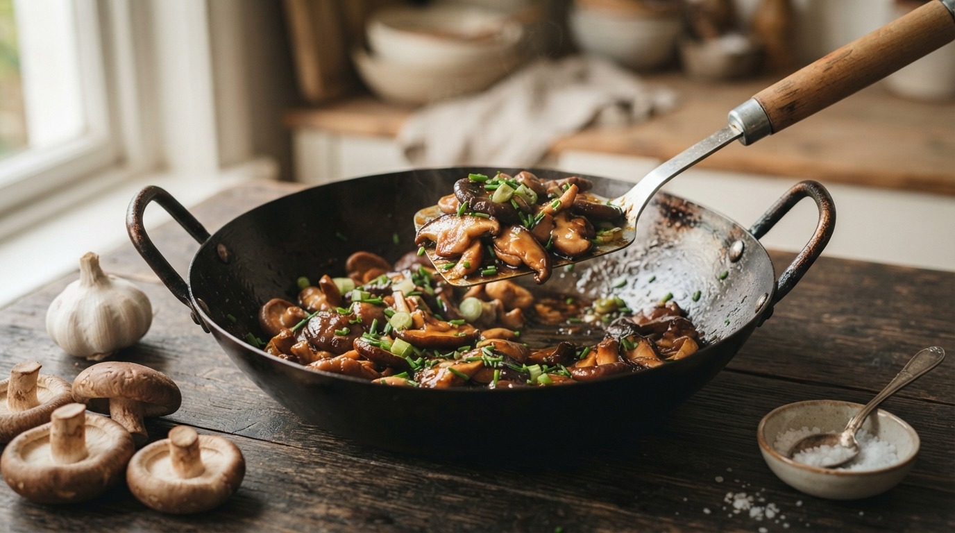 Paddenstoelen uit de wok