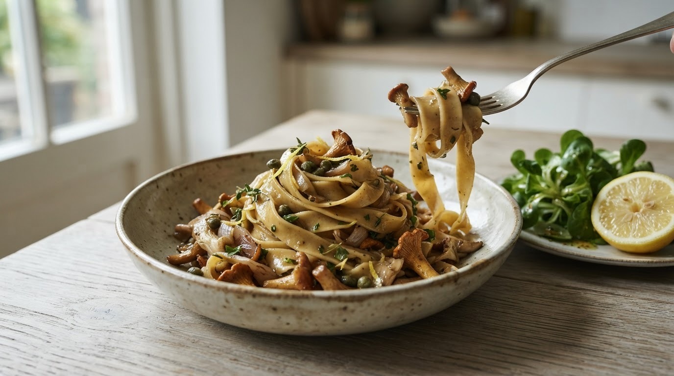 Paddestoelen met pasta