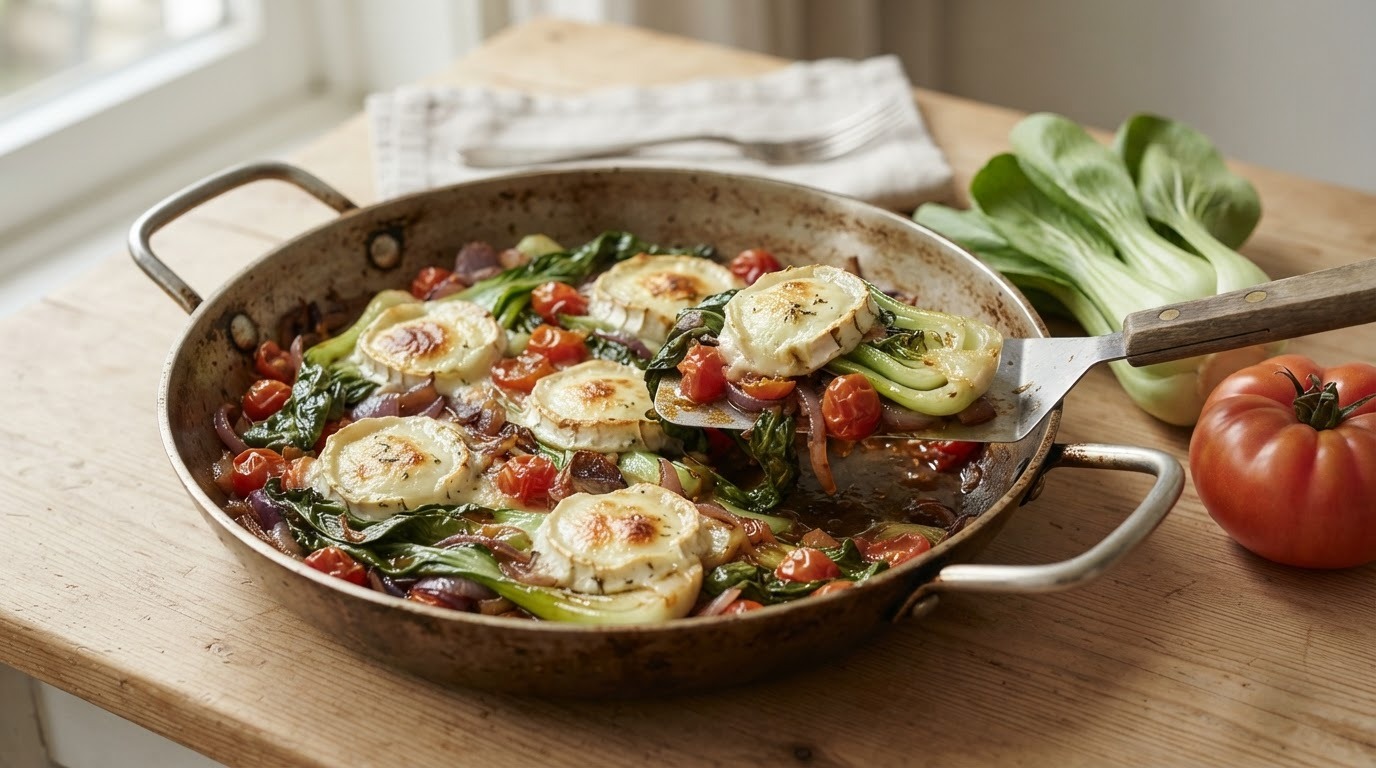 Paksoi met geitenkaas