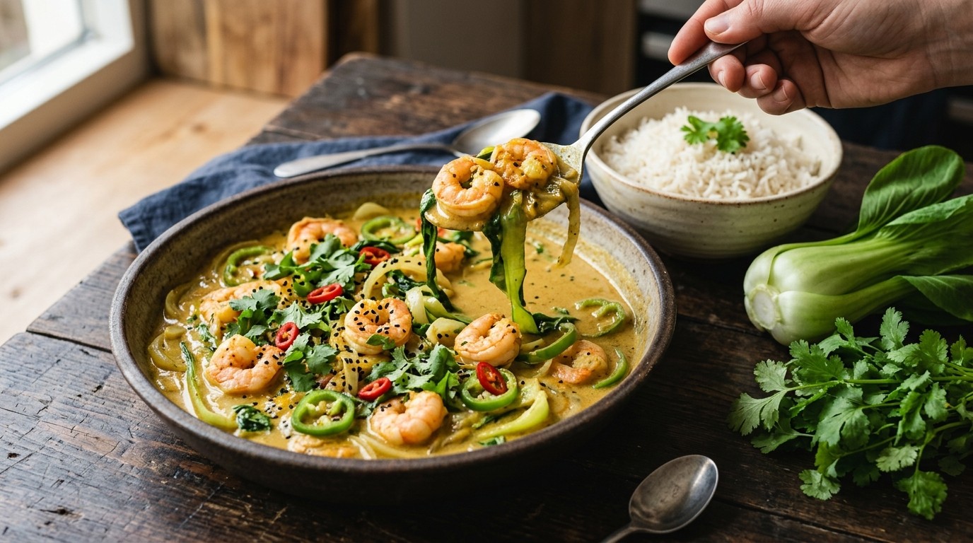 Paksoicurry met Garnalen