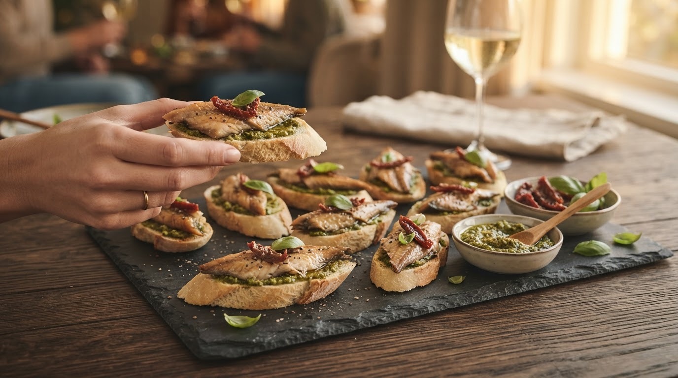 Paling-pestotoastjes