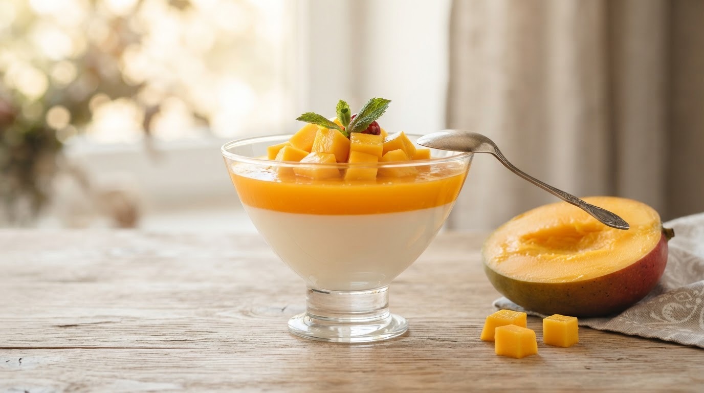 Panna cotta met mango