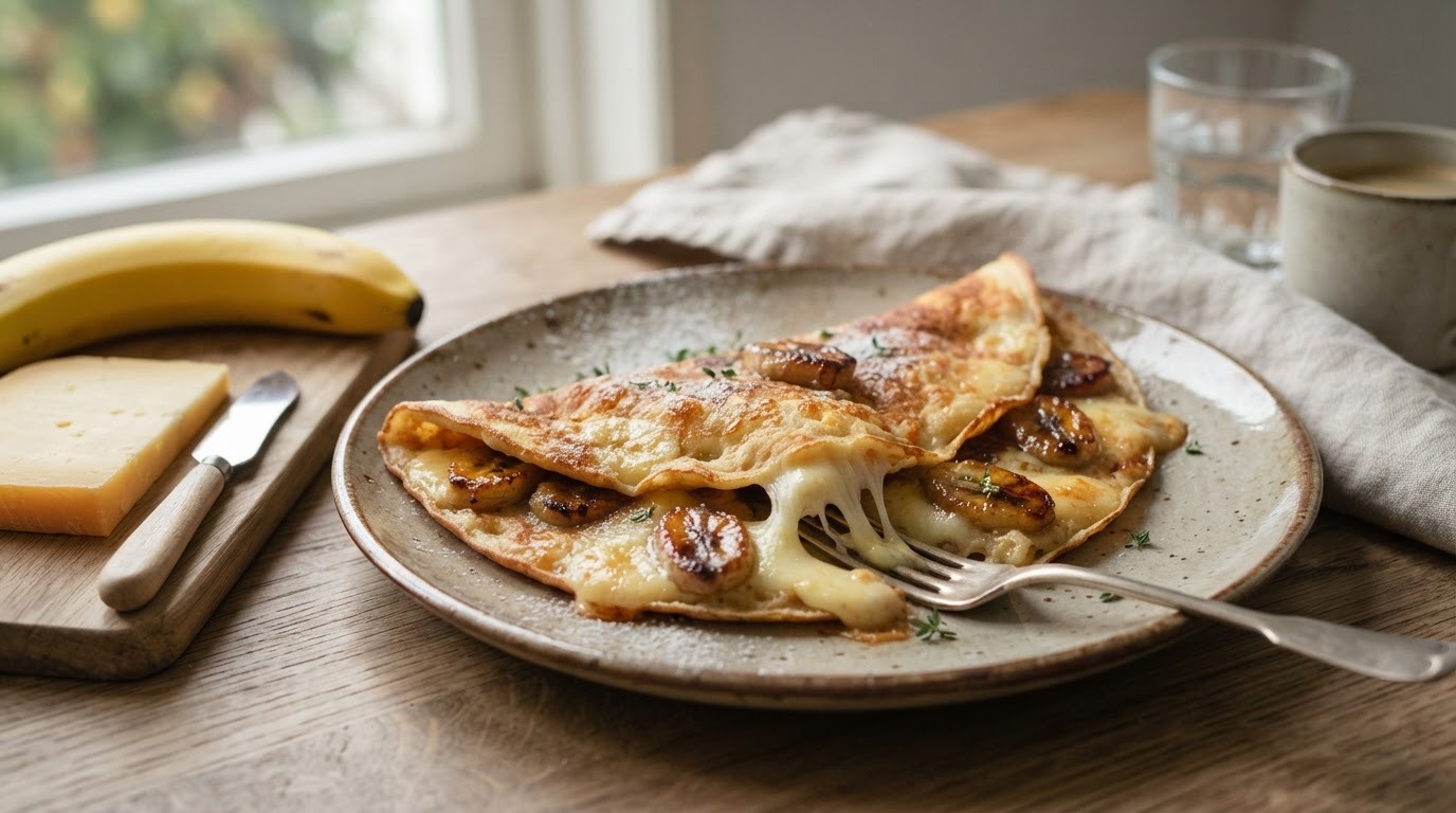 Pannekoeken met kaas en banaan