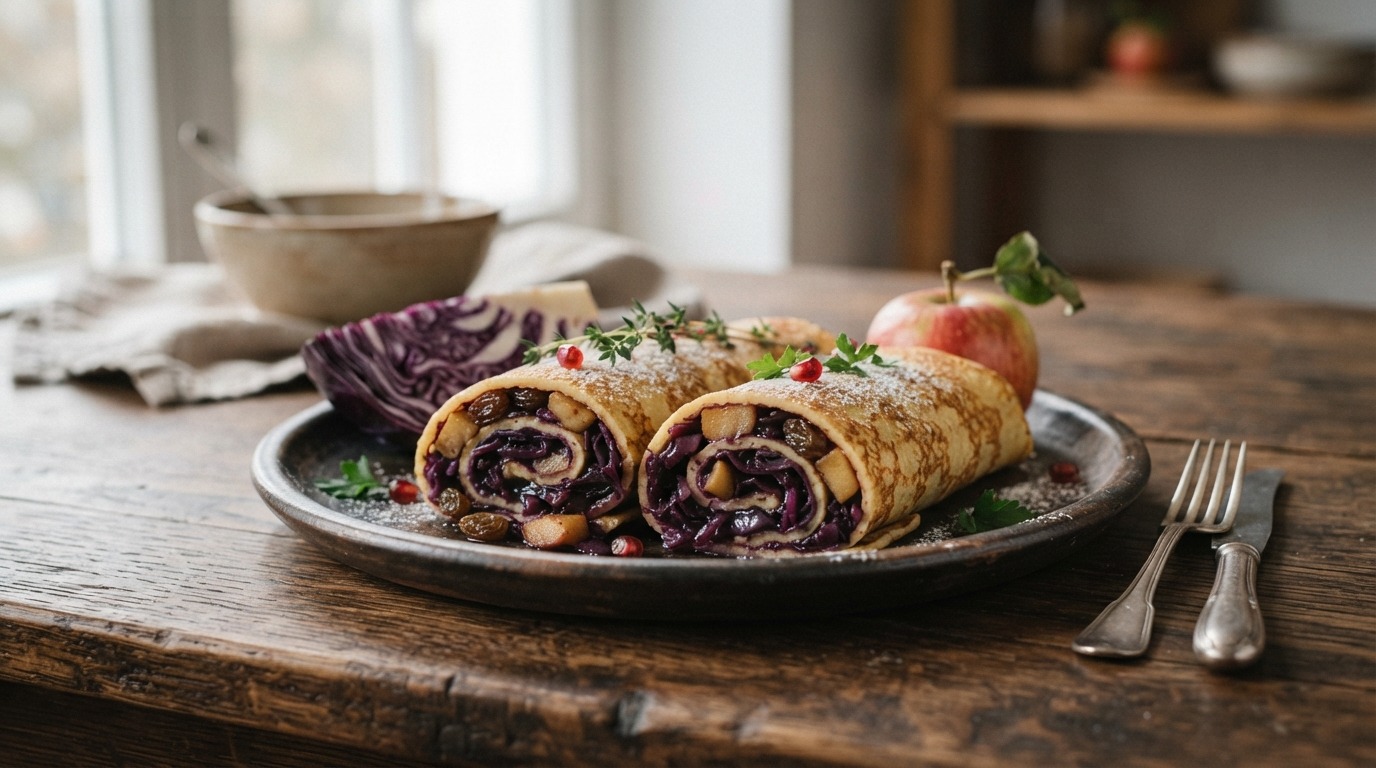 Pannenkoeken met rode kool