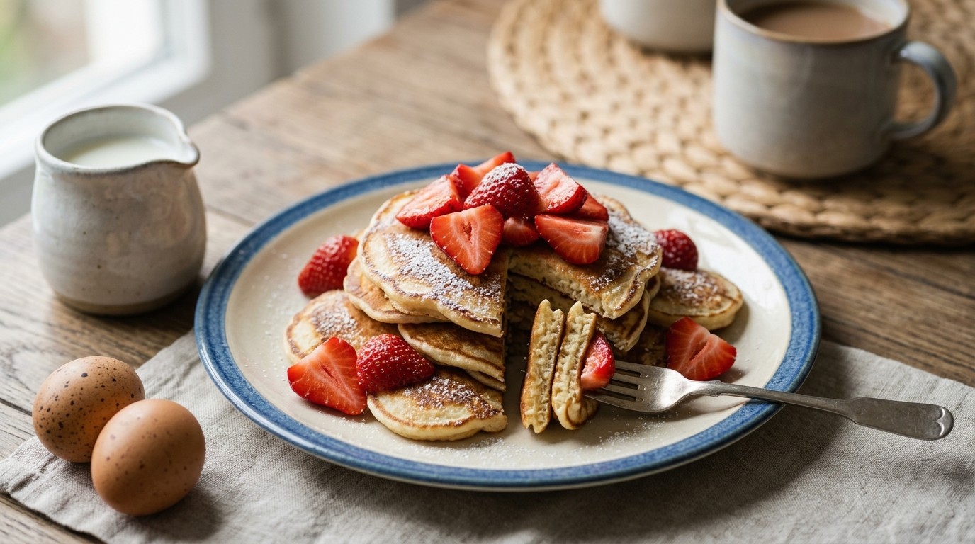 Pannenkoekjes met aardbeien