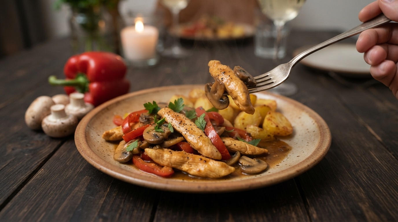 Papri-kip met champignons