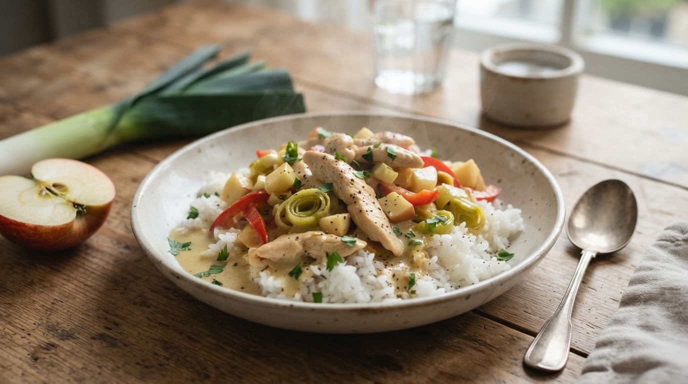 Paprika-appel-paprika-prei-kip-saus