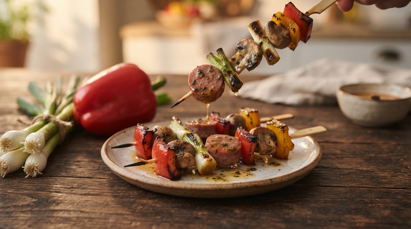Paprika-bosuitjes spiesjes