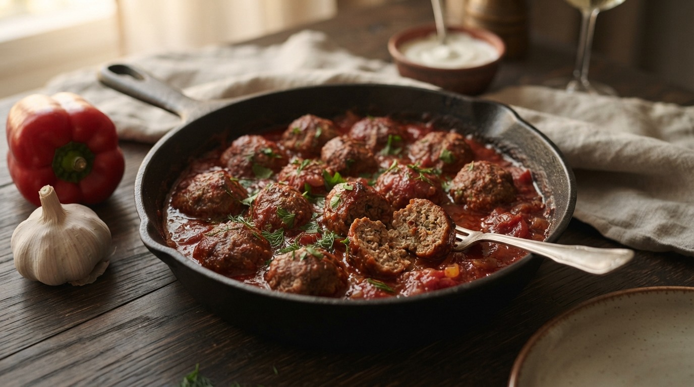 Paprika gehaktballetjes