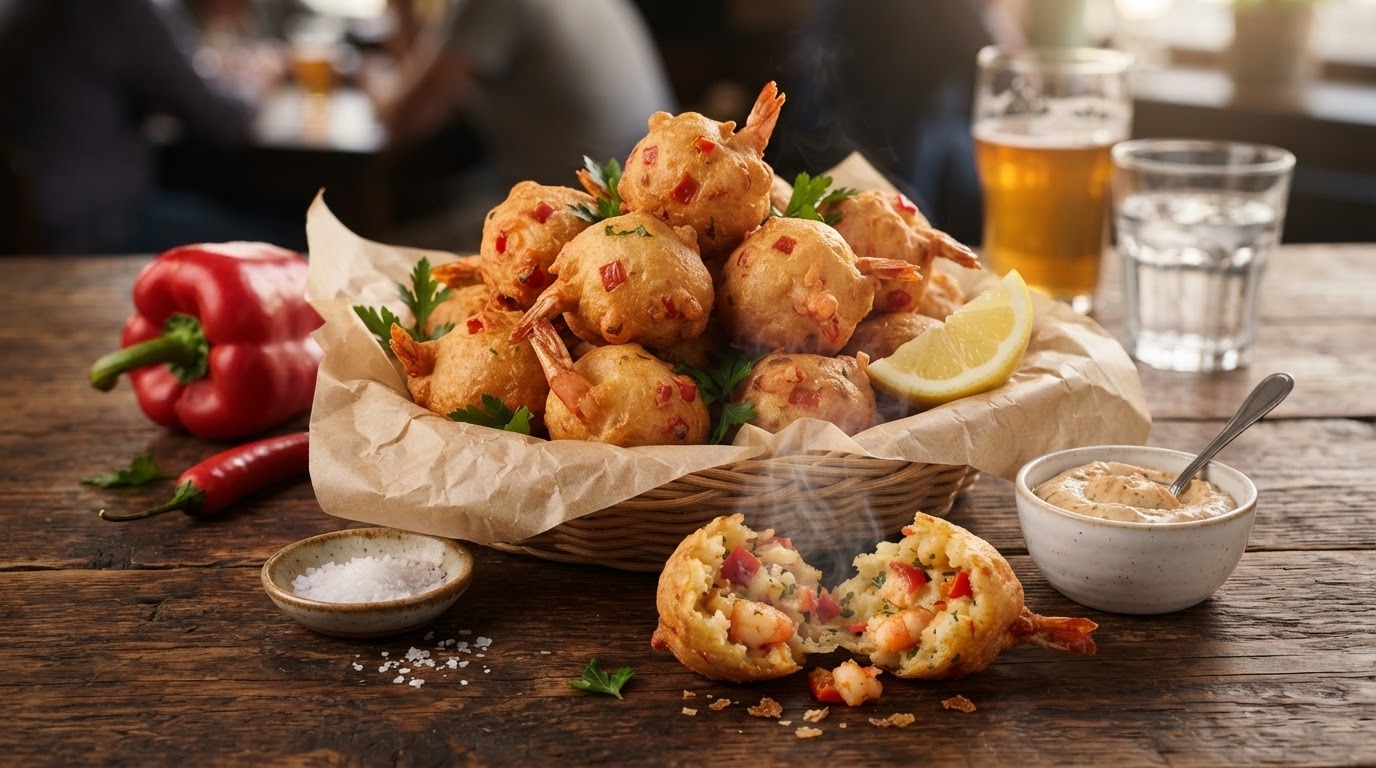 Paprika scampi beignets