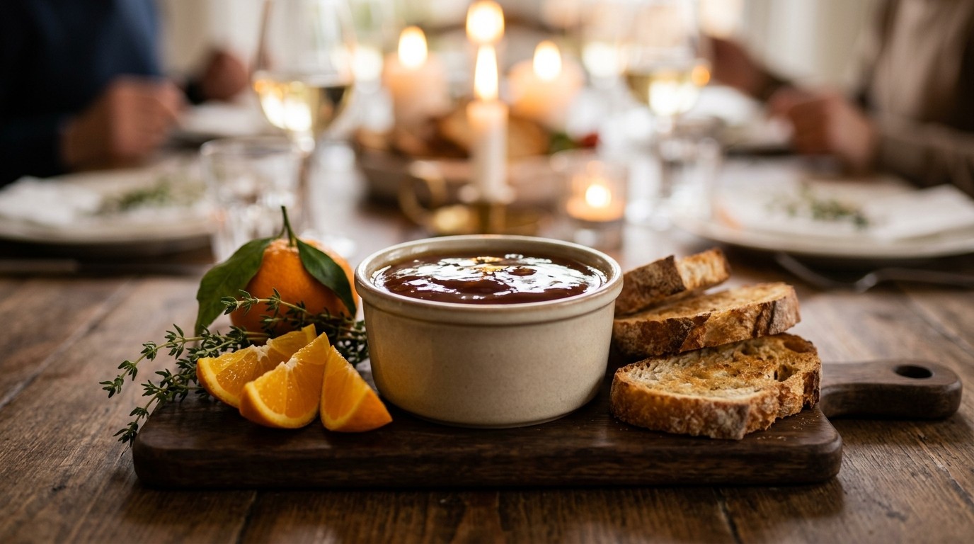 Parelhoenmousse met Appelstroopgelei