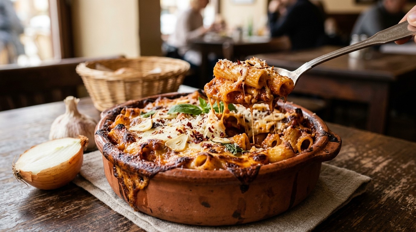 Pasta al forno con pomodori