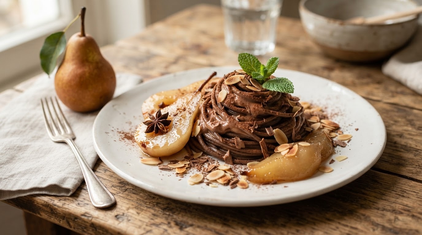 Pasta au Chocolat met peertjes