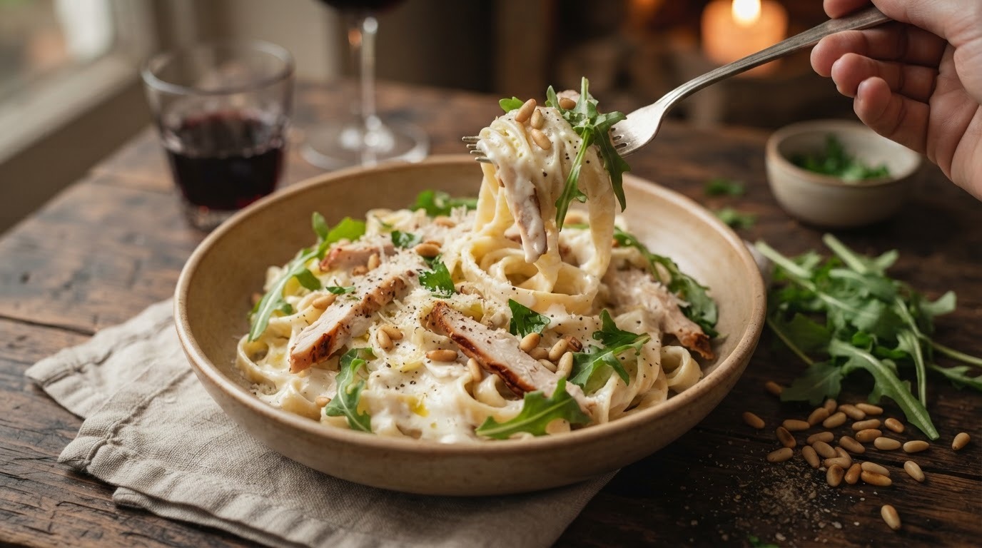 Pasta gerookte kip met mascarpone