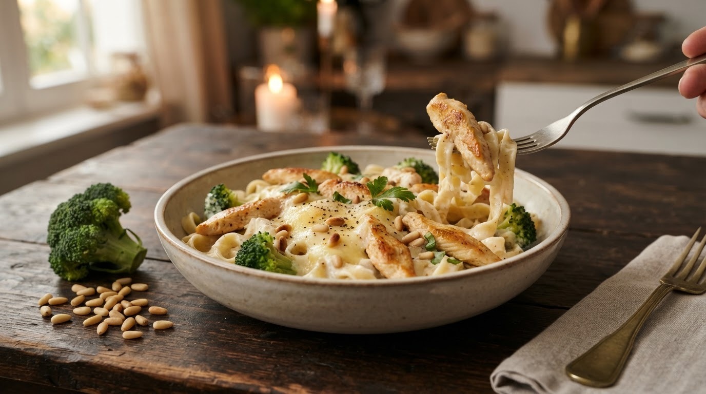 Pasta met broccoli en kip
