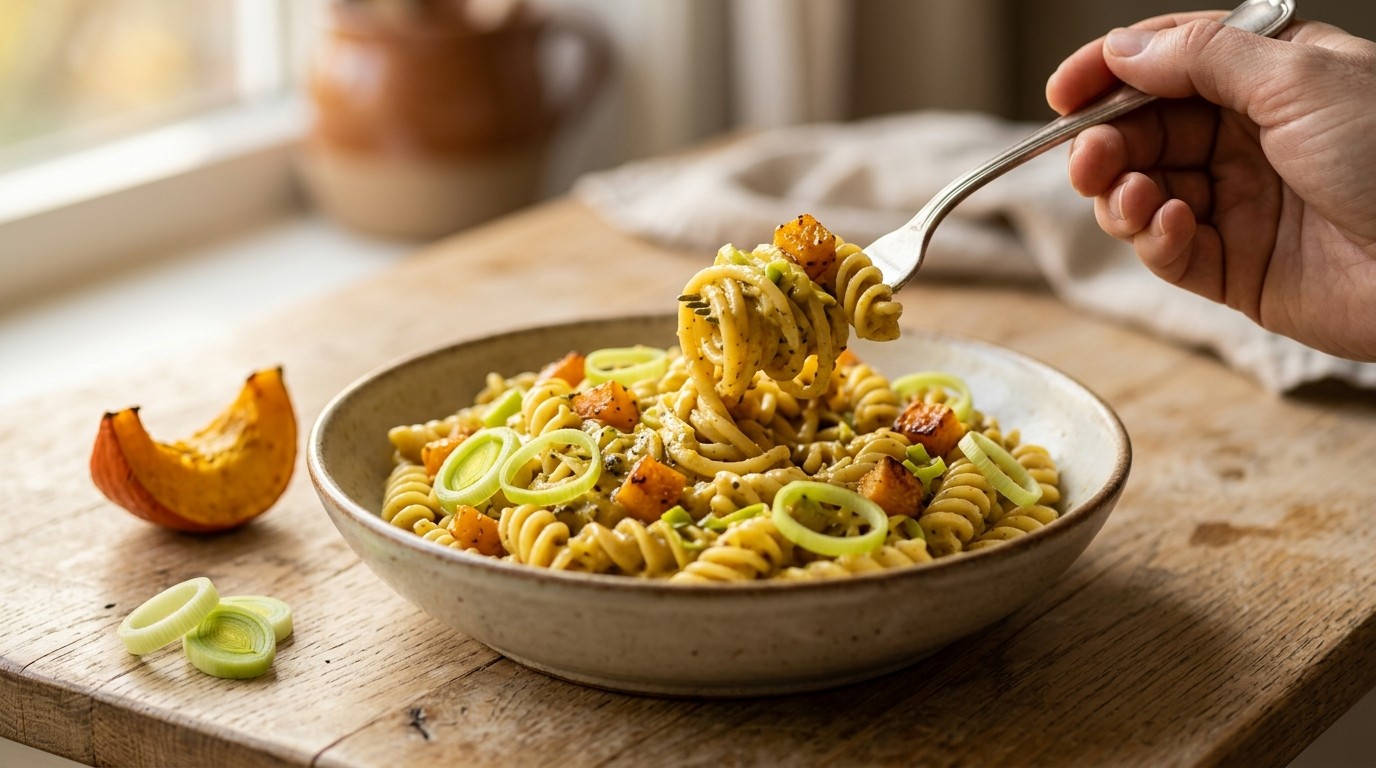 Pasta met currygroenten