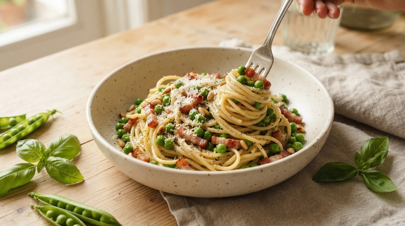 Pasta met doperwten