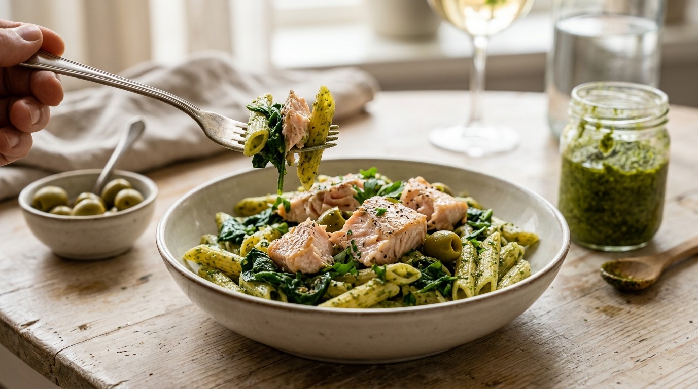 Pasta met forelfilet