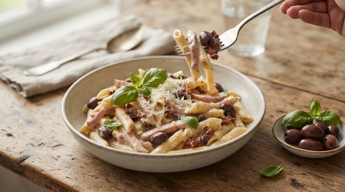 Pasta met ham