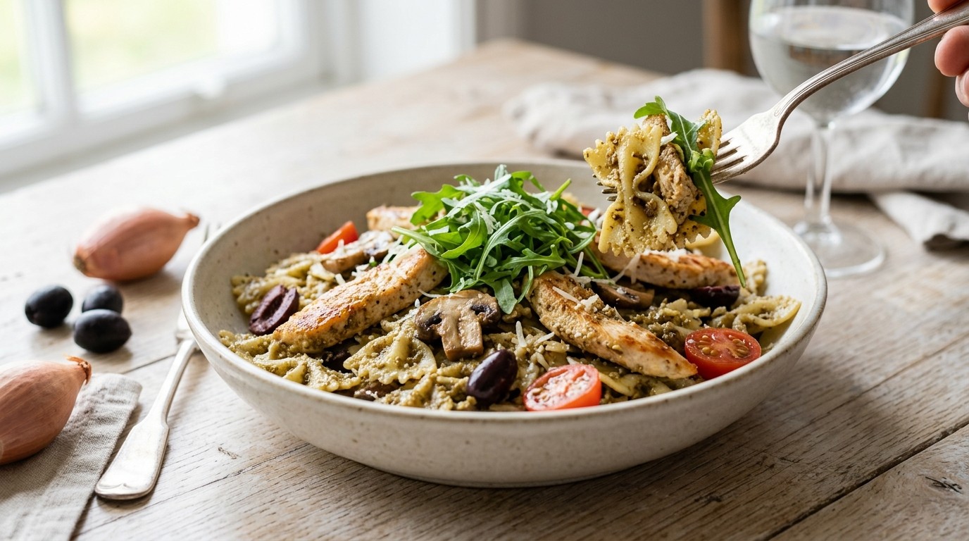 Pasta met kip en noten-pesto
