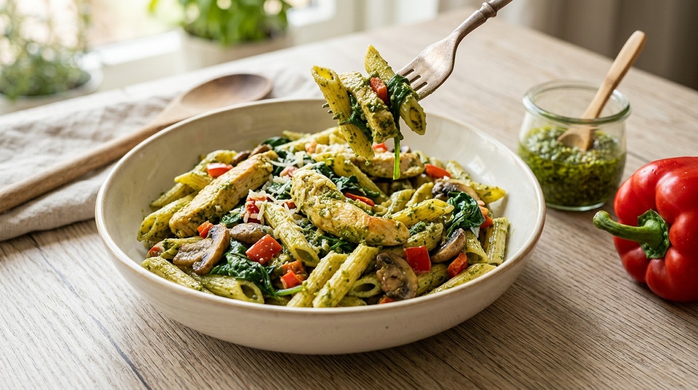 Pasta met Kipfilet met Pesto