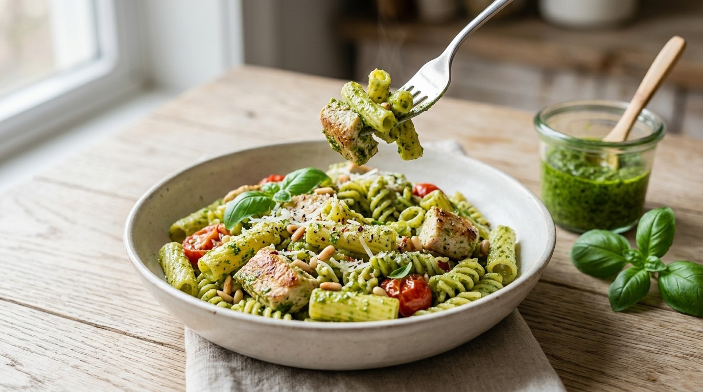Pasta met Pesto en kip