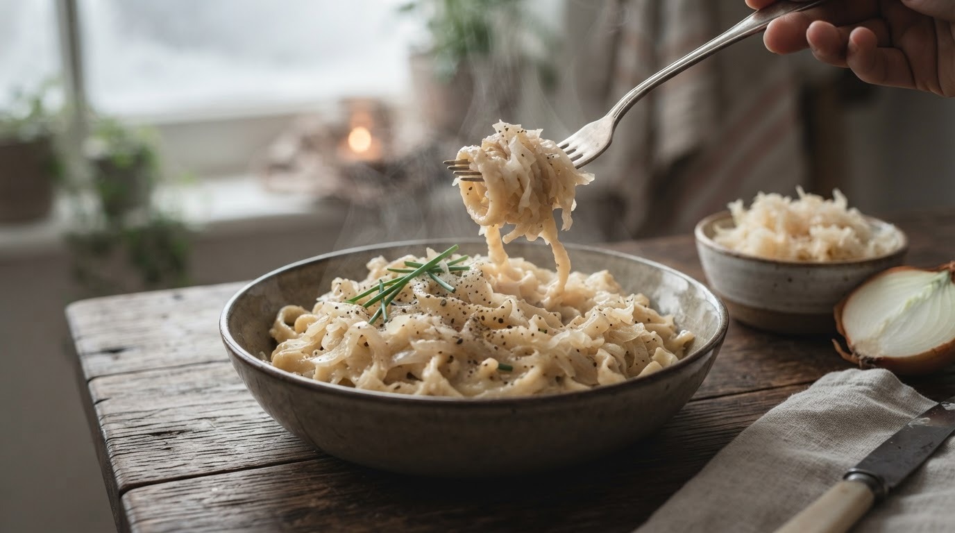 Pasta met zuurkool