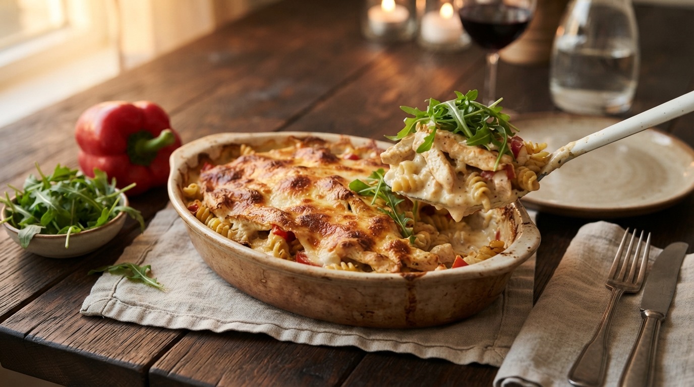 Pasta-ovenschotel met boursin 2 personen