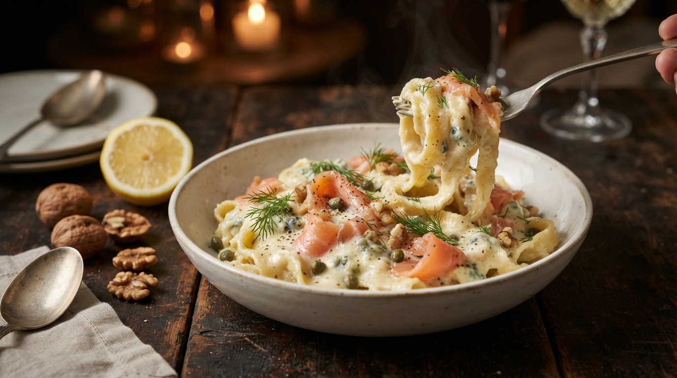 Pasta roquefort-zalm