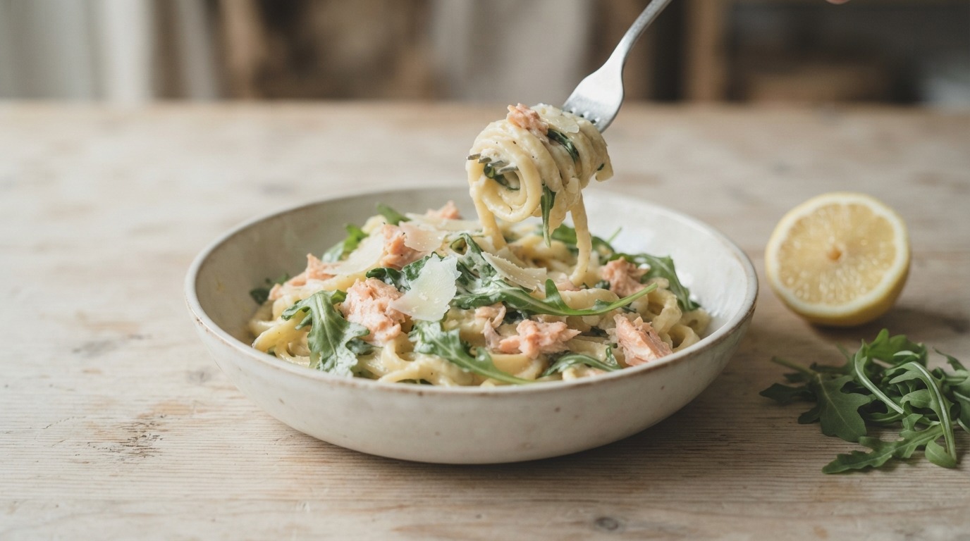 Pasta zalm rucola