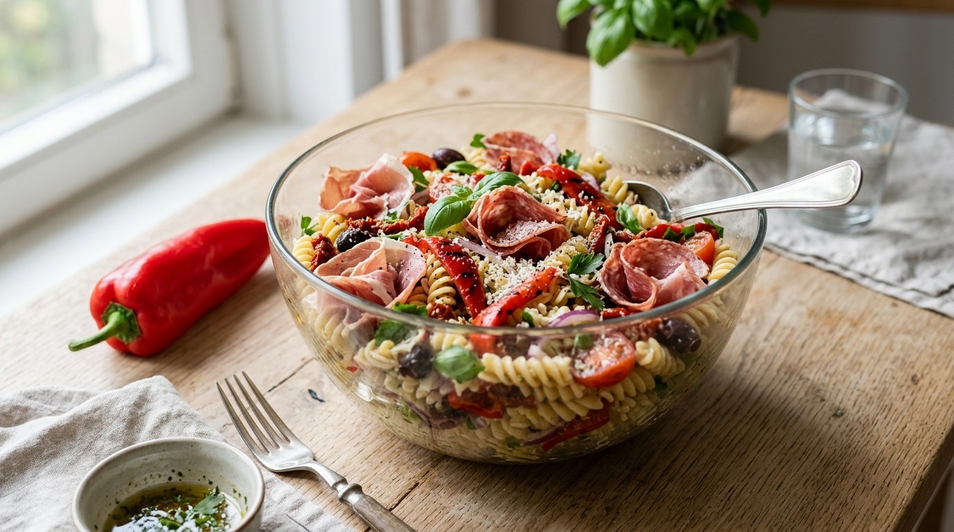 Pastasalade met Italiaanse Dressing