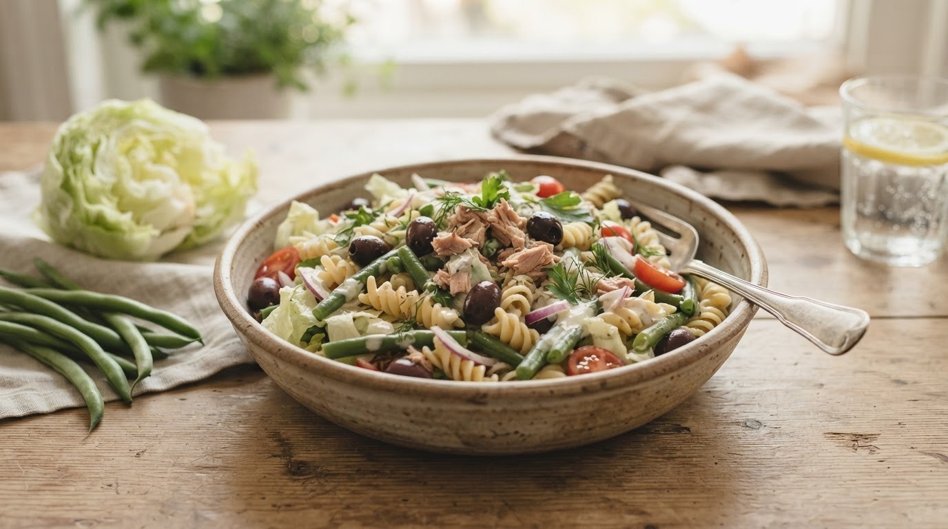 Pastasalade met tonijn en olijven