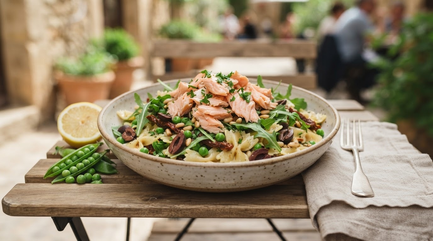 Pastasalade met zalm en rucola
