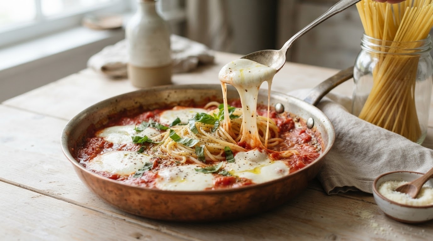 Pastasaus met tomaat, mozzarella en basilicum