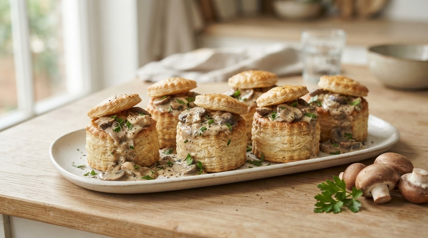 Pasteitjes met champignonragout voor buffet