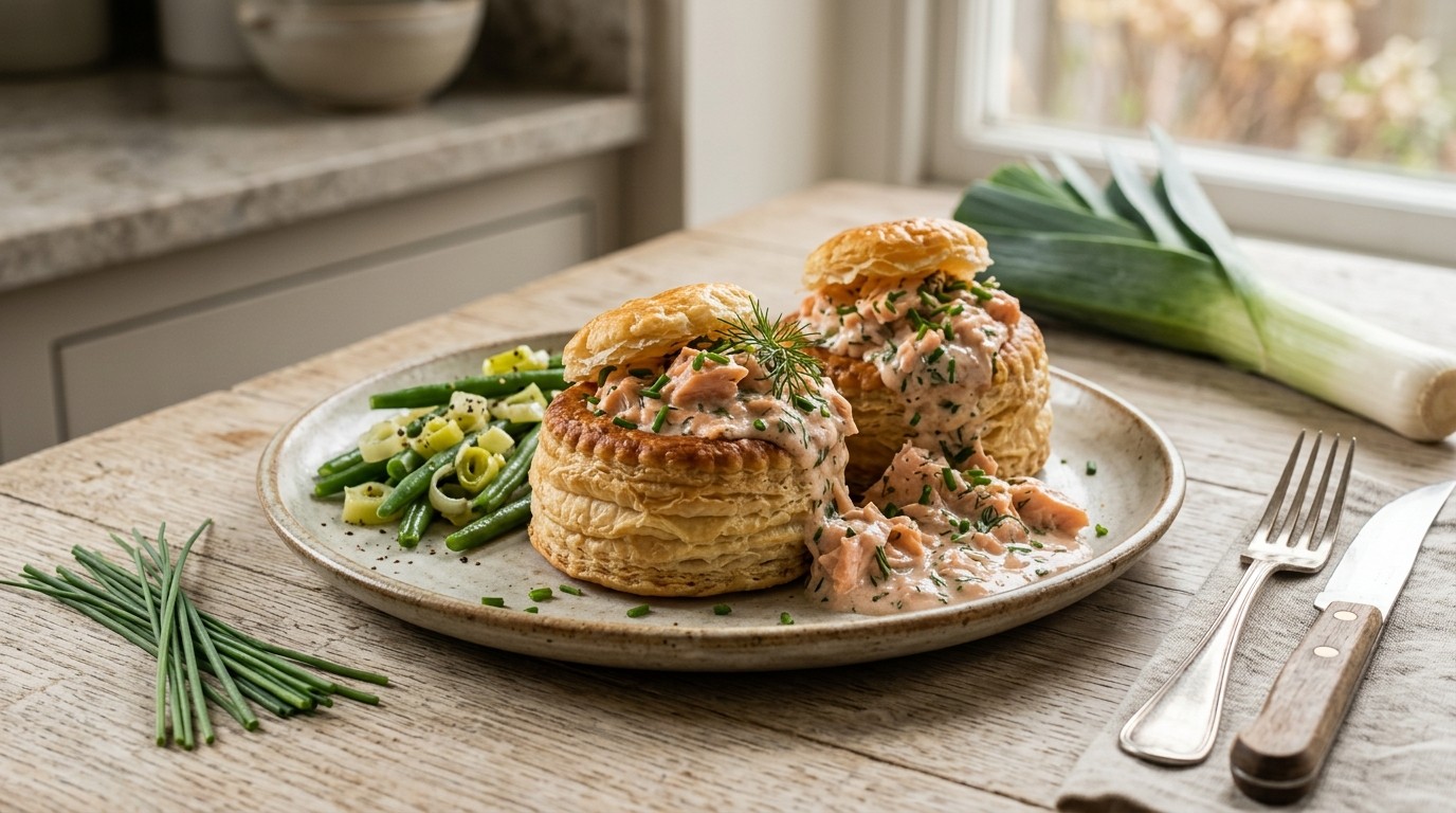 Pasteitjes met zalmragout