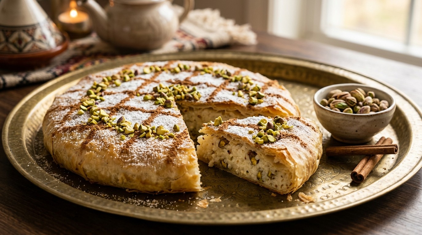 Pastilla met rijst en pistachenootjes
