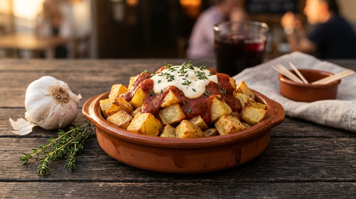 Patatas bravas, hete aardappelen