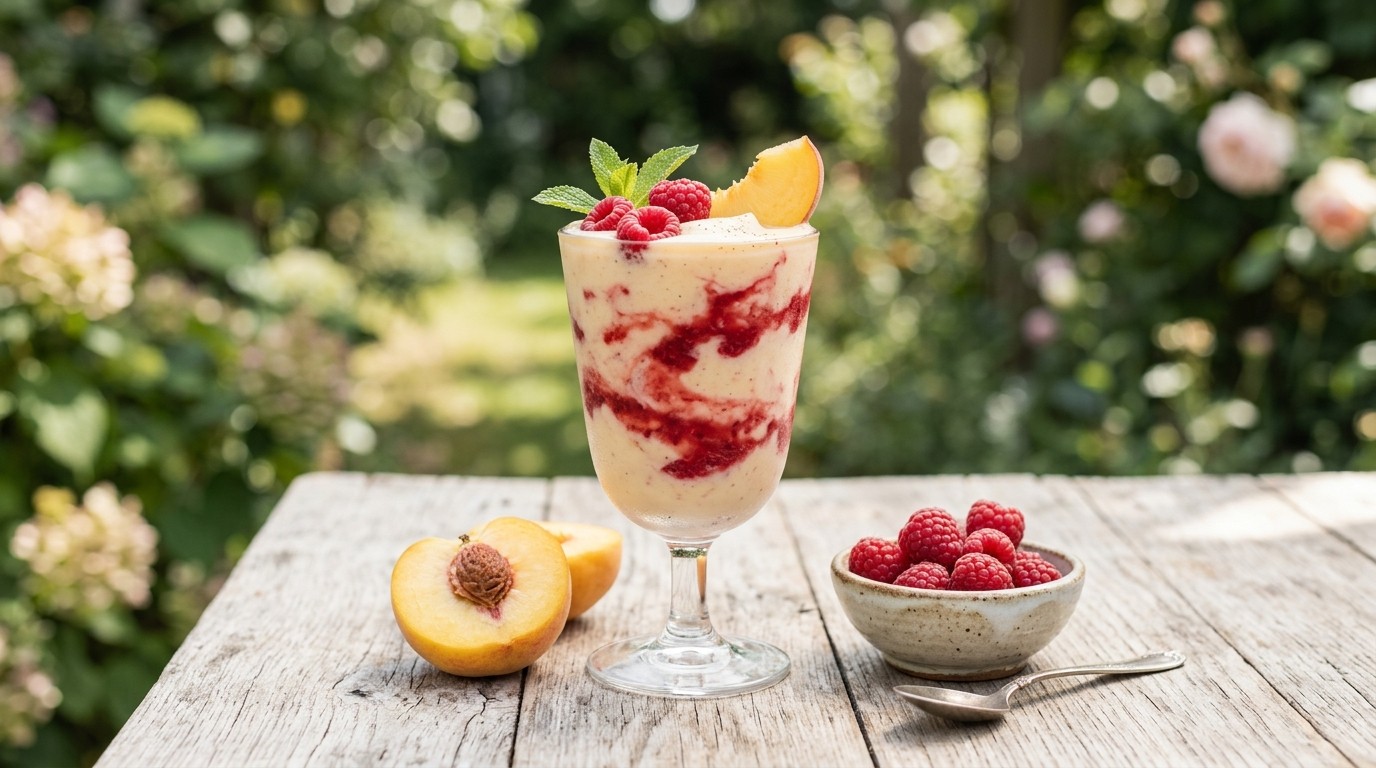 Peach Melba-smoothie